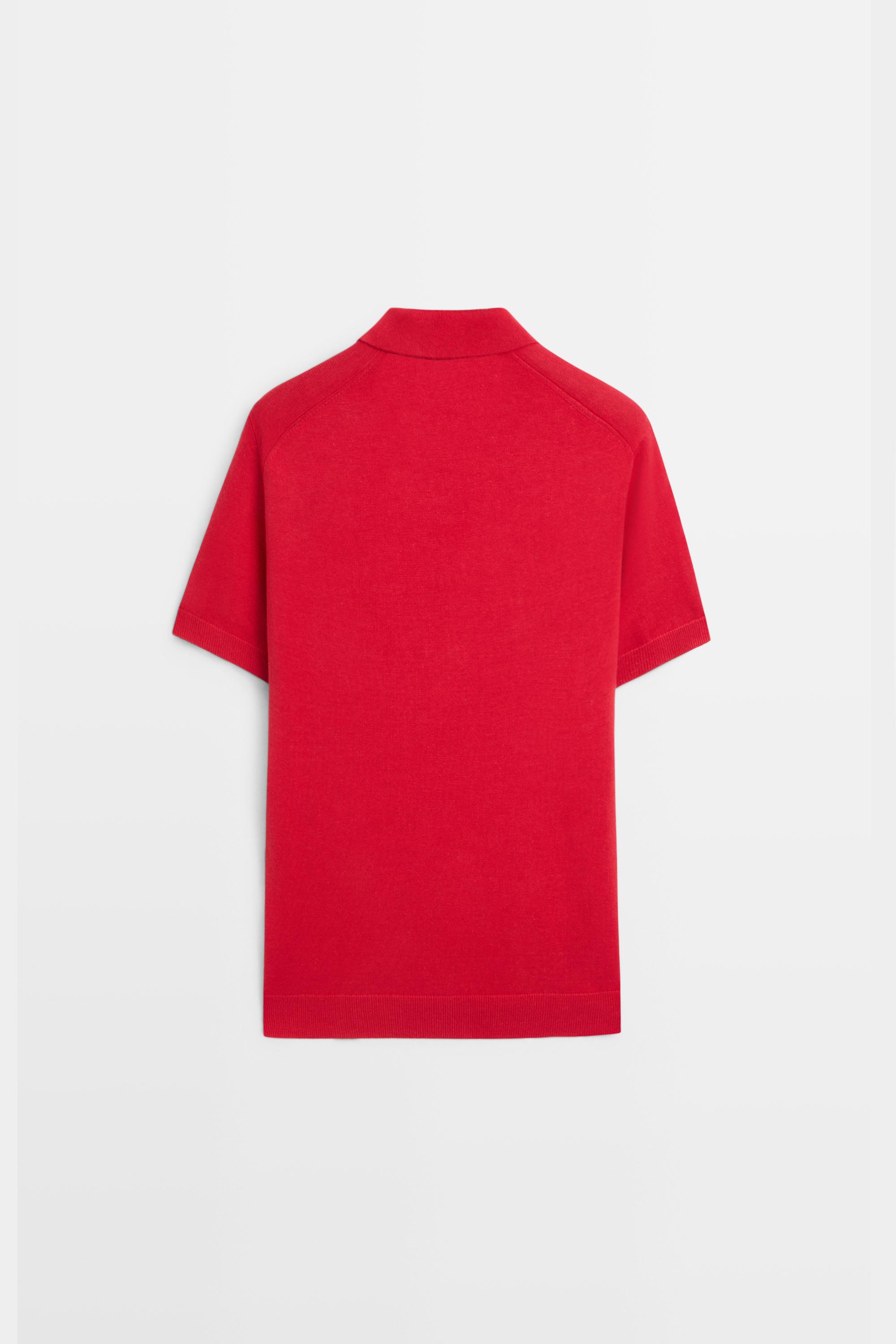 Cotton blend V-neck polo shirt